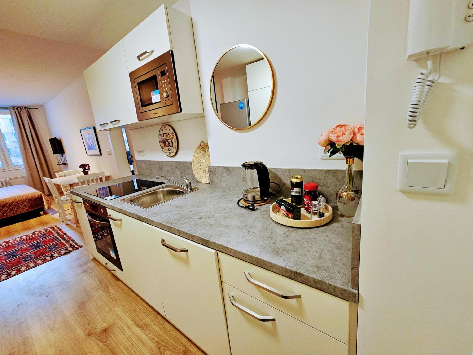 Live-inn 2 Bdr Family For 1-8 Guests, 20 Mins To Center, Lift, Gym, Reception, Parking, Roof Terrace, Game & Party * Prague